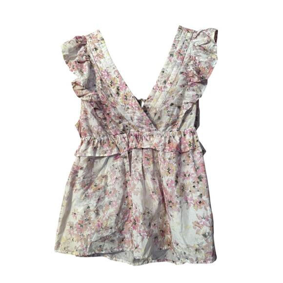 MUNTHE feminine floral short sleeve silk/cotton blend top soft romantic 44 (XL) - Picture 2 of 6